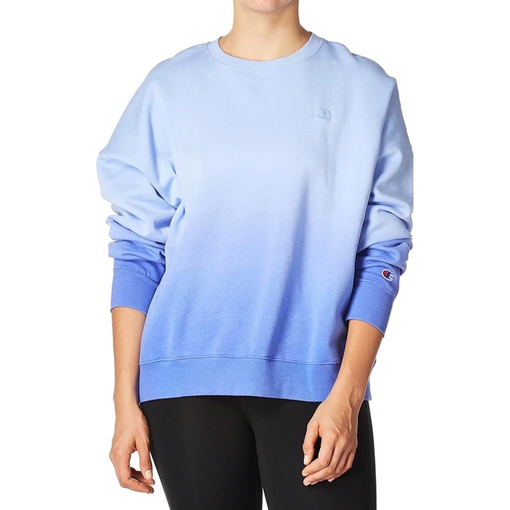 Champion Powerblend Blue Ombre Dip Dye Crewneck Sweatshirt Mens Small